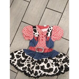 Toddler Girls Cowgirl Costume Dress Cow Print Gingham Western Halloween 3T-4T